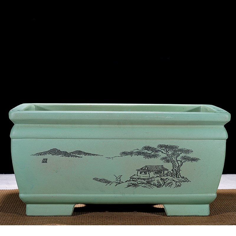 长方形加深梅花老桩盆景盆特大号马槽海棠罗汉松榕树盆栽紫砂花盆