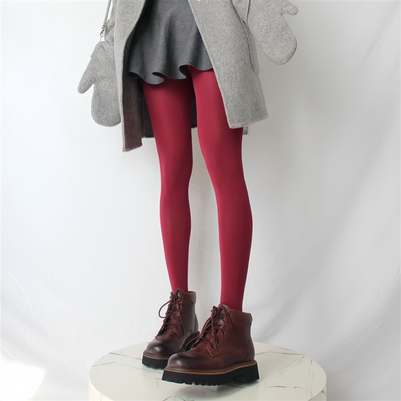 安可拉红色连裤袜枣红色玛瑙红朱砂红拉毛薄绒彩色丝袜打底袜子女