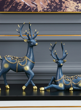 招财鹿客厅酒柜酒架摆件家居创意欧式美式电视柜玄关创意装饰