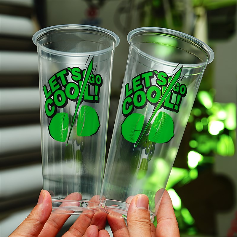 90口径珍珠奶茶杯一次性透明饮料果汁杯打包豆浆杯塑料杯带盖商用