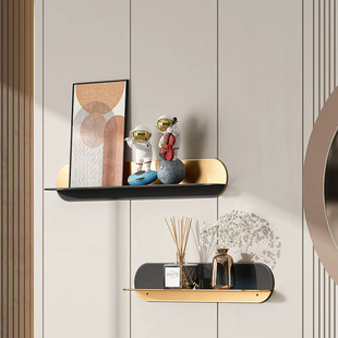 意式轻奢铁艺墙上置物架玄关卧室书房餐客厅背景展示壁挂一字隔板