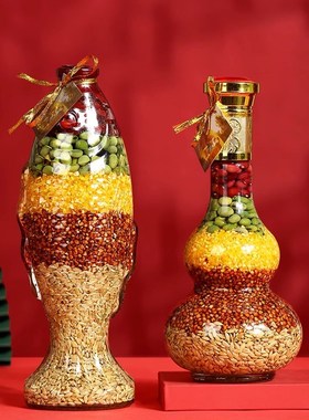 五谷丰登摆件入宅大吉杂粮丰收瓶新房乔迁新居小礼品客厅布置装饰