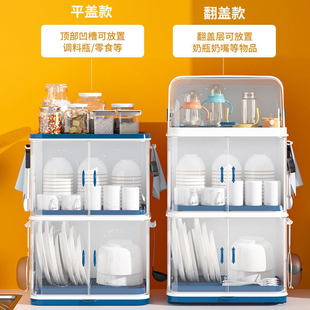 宝宝奶瓶收纳箱双层大容量婴儿辅食工具收纳柜碗筷餐具沥水储存盒