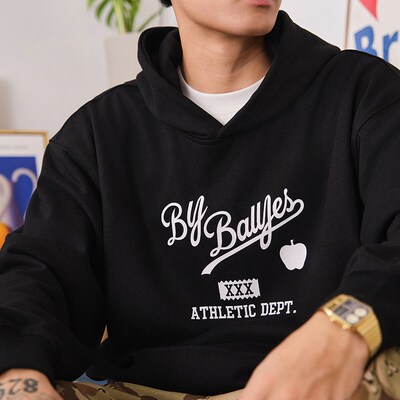 Battles秋冬常青藤复古logo重磅卫衣连帽美式休闲宽松帽衫