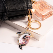 汽车钥匙扣女韩国创意海豚可爱女款 简约镶钻钥匙链圈书包包小挂件