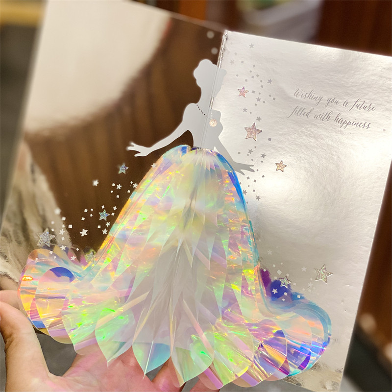少女心生日礼物2022新款立体贺卡公主裙蜂巢万用节日卡片精致闺蜜