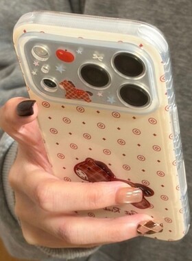 先吉奶白底满屏铜钱格纹小马苹果17promax手机壳iphone16151413网红潮