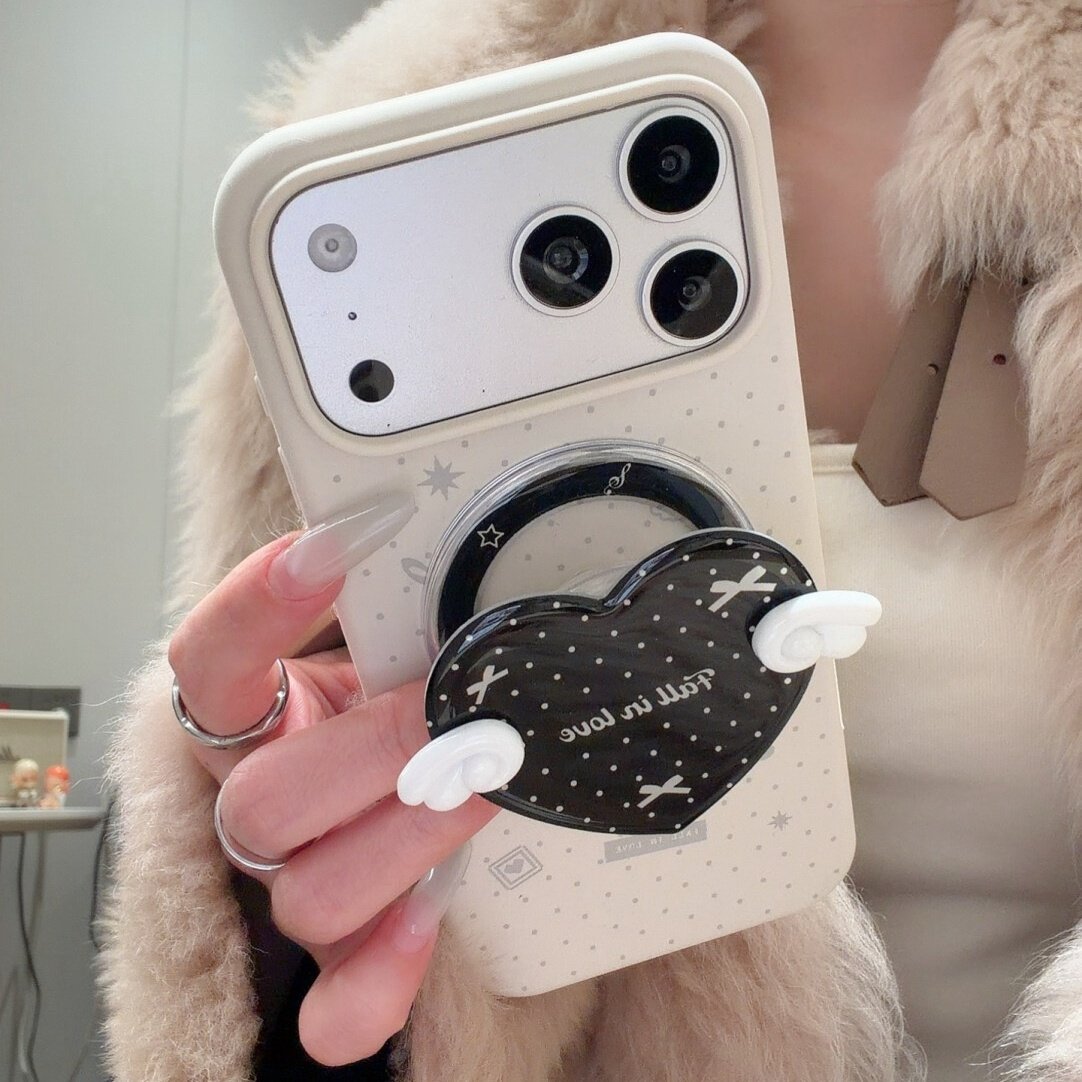 波点爱心翅膀磁吸支架可爱ins风适用于iPhone17.16pro爆款苹果手机壳15新款14pro韩系网红女款13创意全包防摔,3C数码配件,手机保护套/壳,淘宝优惠券,粉丝福利购,淘宝优惠卷