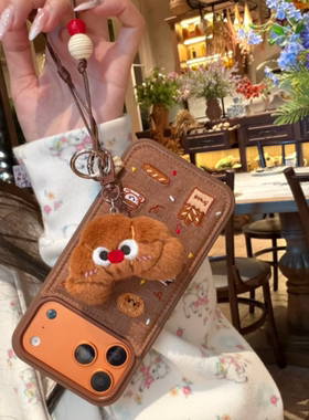 牛仔刺绣面包小狗适用iPhone1716promax手机壳新款苹果15pro创意可爱14pro个性13pro小众16pro防摔保护套女款