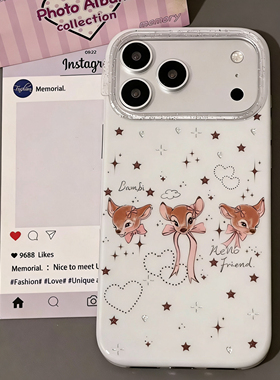 适用iphone17.16prmax新款手机壳简约苹果15promax高级14pro韩系13女潮ins风保护套防摔蝴蝶小鹿可爱卡通个性