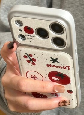 先吉白底袋子西红柿英文苹果17promax手机壳iphone16151413网红潮