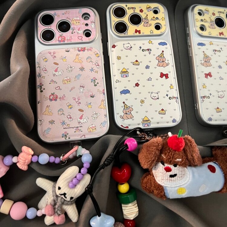 粉白色满印小狗房子甜品爱心适用于苹果iphone17promax手机壳16promax新款14promax15pro创意全包防摔手机套