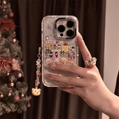 闪片星星KT轻松熊插画适用iPhone16promax手机壳新款 13pro小众16pro防摔保护套女 苹果15pro创意可爱14pro个性