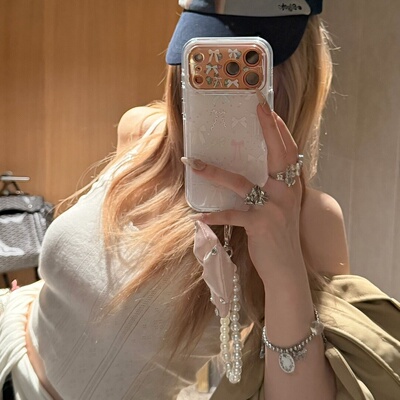 韩里韩气彩色系蝴蝶结适用iPhone17.16promax手机壳苹果15小众新款14pro韩系高级感简约女13卡通16全包防摔套