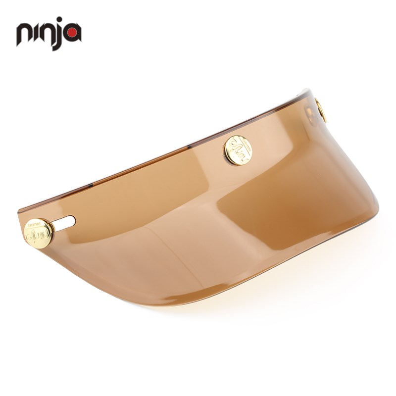 ninja摩托车头盔浅茶色帽檐3 4盔半盔三扣式遮阳通用挡风防雨帽檐