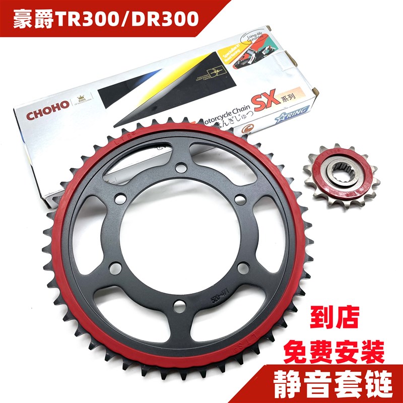 适用TR300 DR300 DR250 XCR300静音链轮大小牙盘链盘征和油封链条