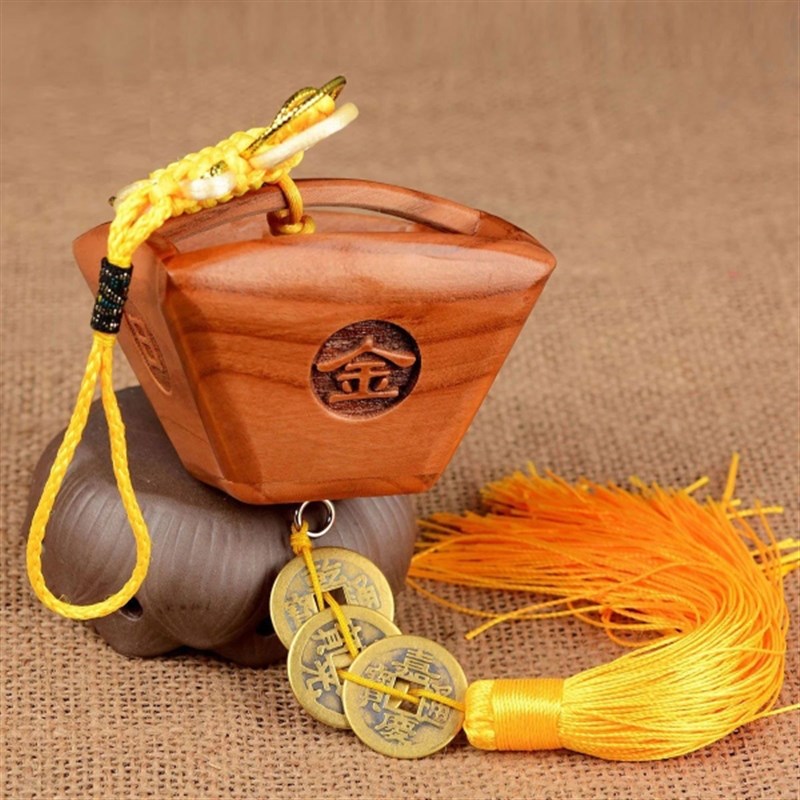 桃木斗米斗升子挂件招财日进斗金仿古木质家居摆件客厅装饰工艺品