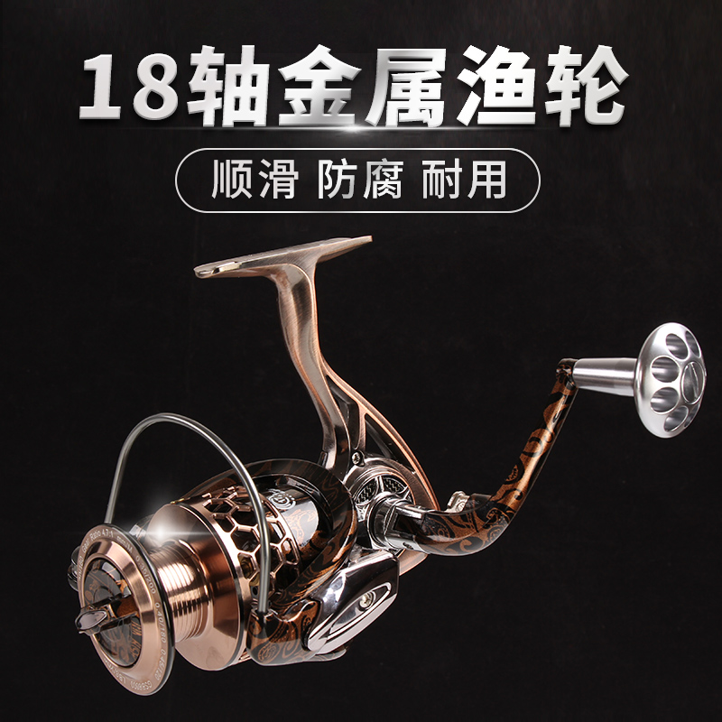 18轴全金属渔轮无间隙不锈钢纺车轮远投海杆鱼轮海竿防海水鱼线轮