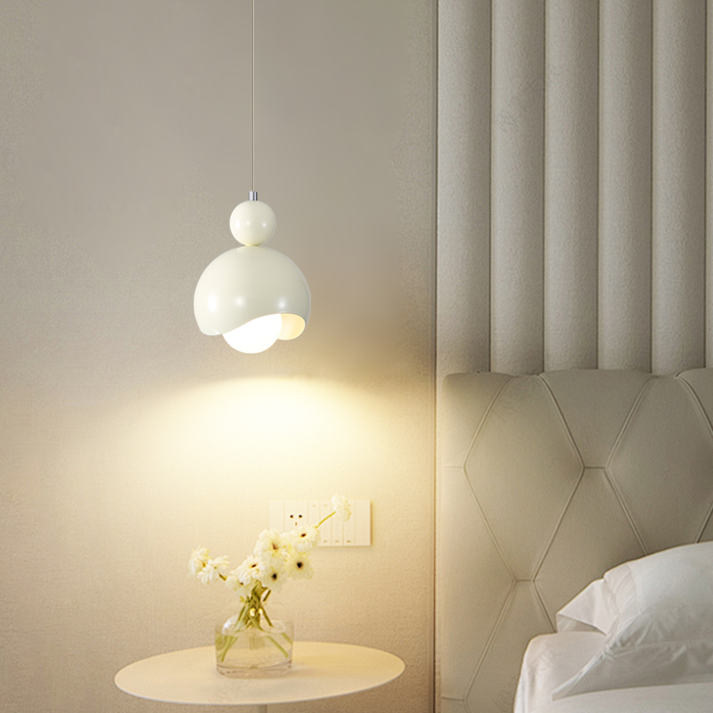 奶油风床头吊灯可升降悬停卧室现代简约设计师餐厅吊线吧台小吊灯