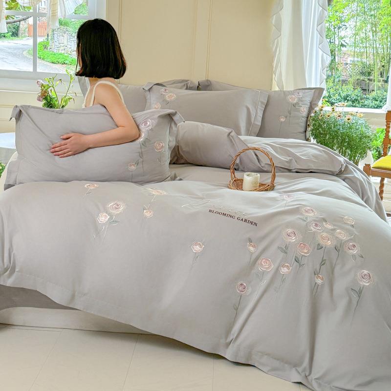 2024新款40支长绒棉全棉纯棉刺绣四件套-玫瑰之城系列