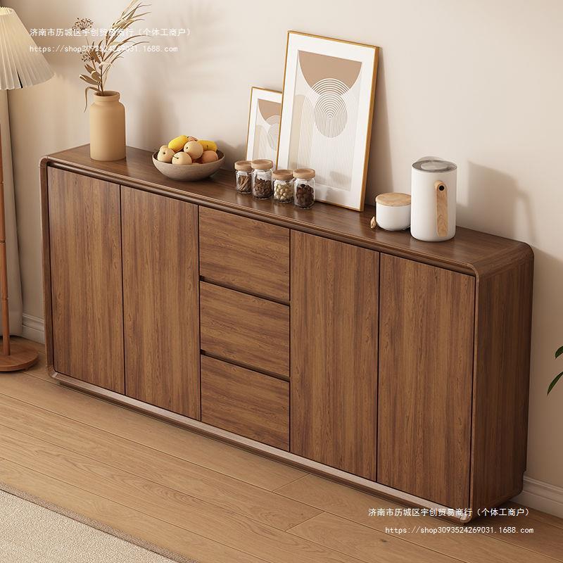 家用餐边柜靠墙一体多功能客厅收纳柜厨房储物柜中式款实木框餐柜