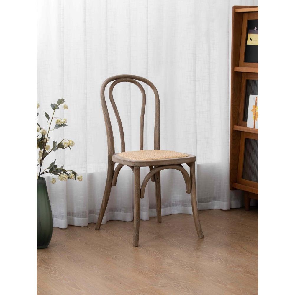 18号实木椅子家用餐椅索奈特靠背凳子北欧简约可收纳民宿叠加椅