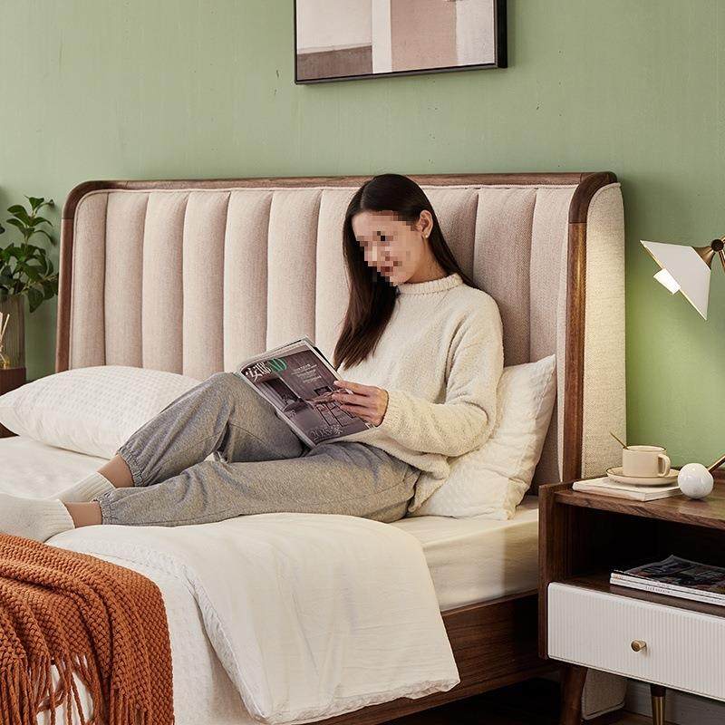 实木床北欧床双人床现代黑胡桃木床主卧床婚床米床框架结构客厅