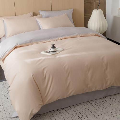 简约纯色四件套全棉长绒棉轻奢贡缎60s床上用品床笠床单被套床品