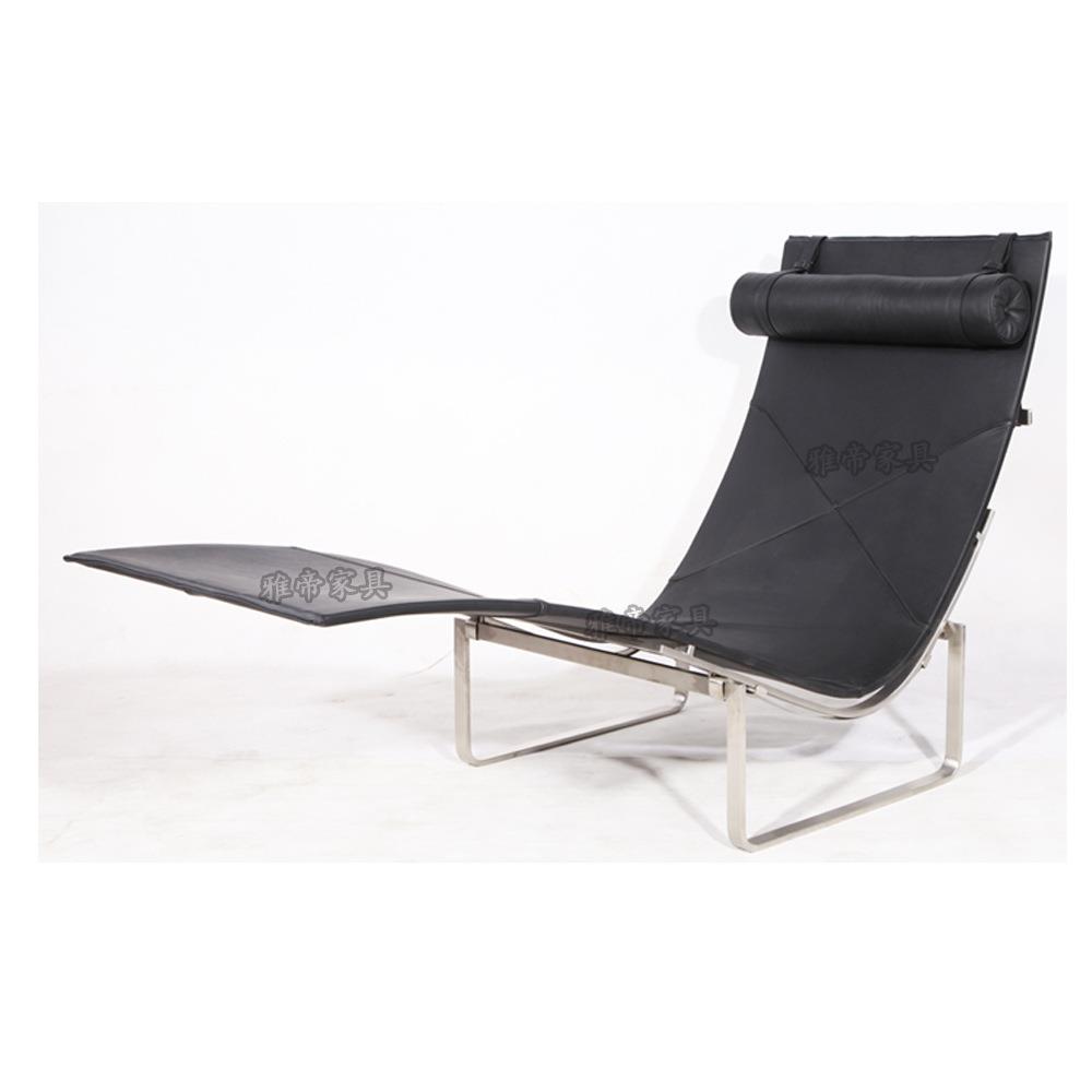 现代简约轻奢时尚真皮休闲躺椅单人午休椅懒人睡椅