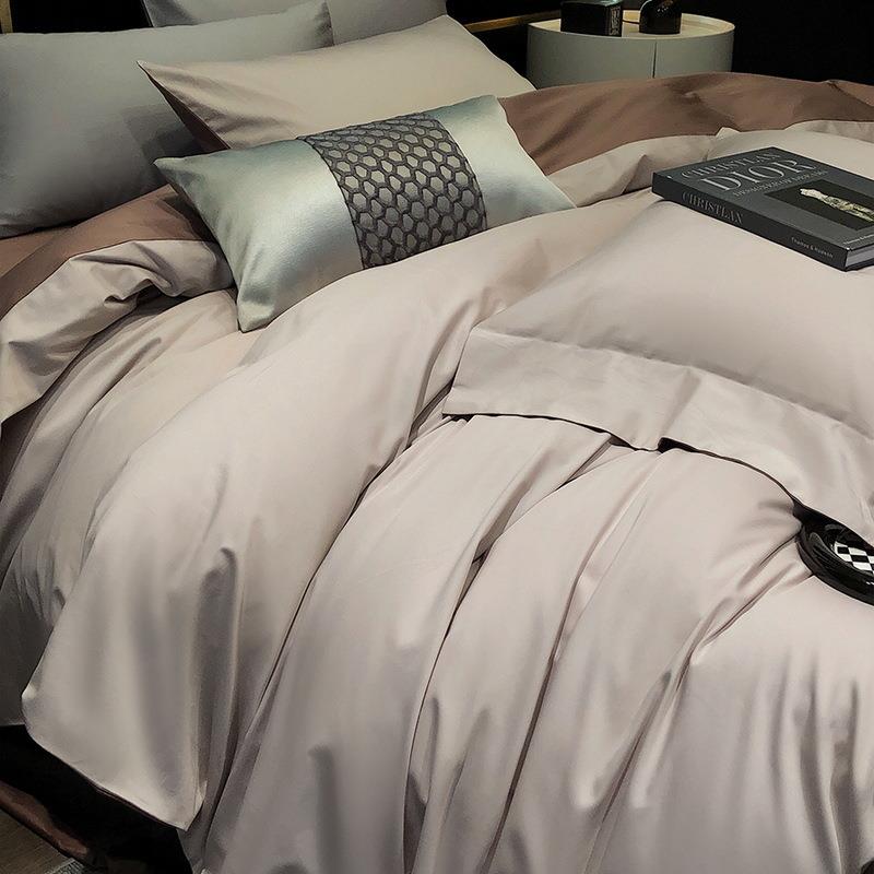 纯色长绒棉四件套床上用品加厚纯棉床单被套床笠宿舍三件套