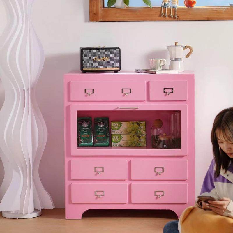 奶油风斗柜多巴胺粉色六抽收纳储物柜客厅边柜卧室柜子杂物柜,纺织面料/辅料/配套,纺织机械配件,淘宝优惠券,粉丝福利购,淘宝优惠卷