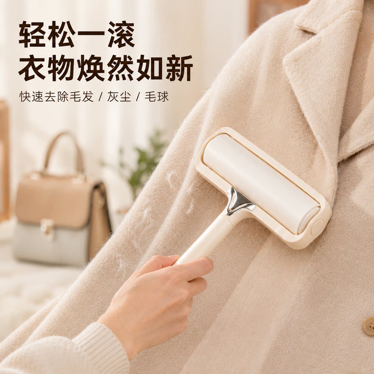 家用粘毛器滚筒床上可撕式替换卷纸滚刷黏去猫毛衣服头发清理神器