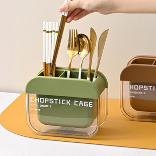 筷子笼家用厨房高颜值筷子收纳盒壁挂式筷子筒台面筷篓沥水置物架