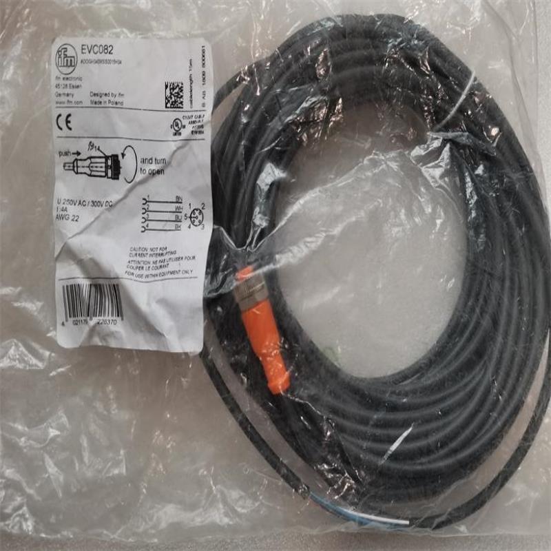 IFM易福门 连接插头线 EVC082 M12母直头 4芯 15米
