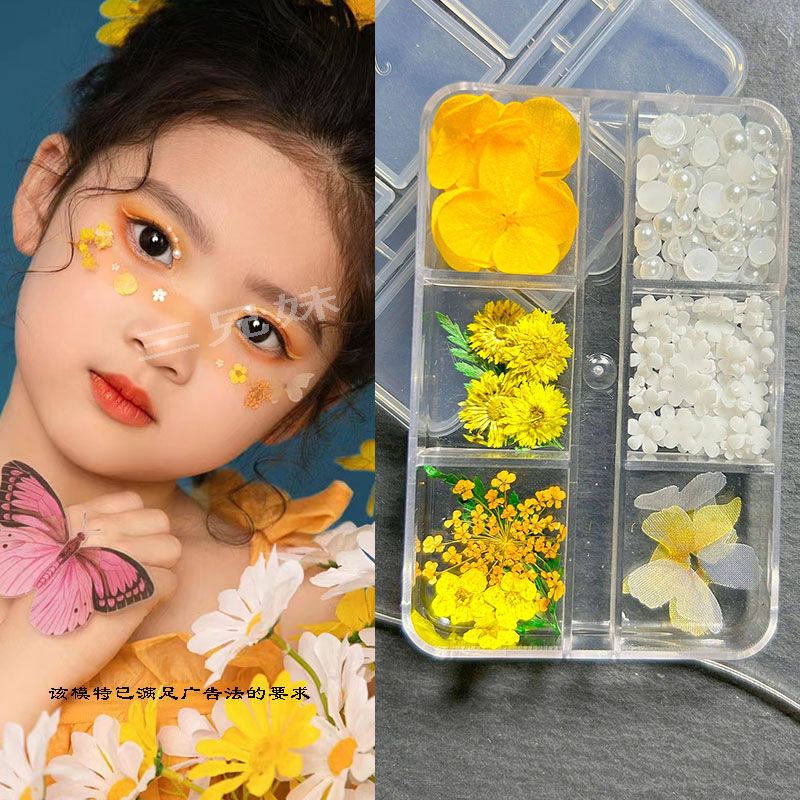 脸部干花贴脸上贴饰桃花瓣妆容水晶贴钻新娘贴儿童演出妆面