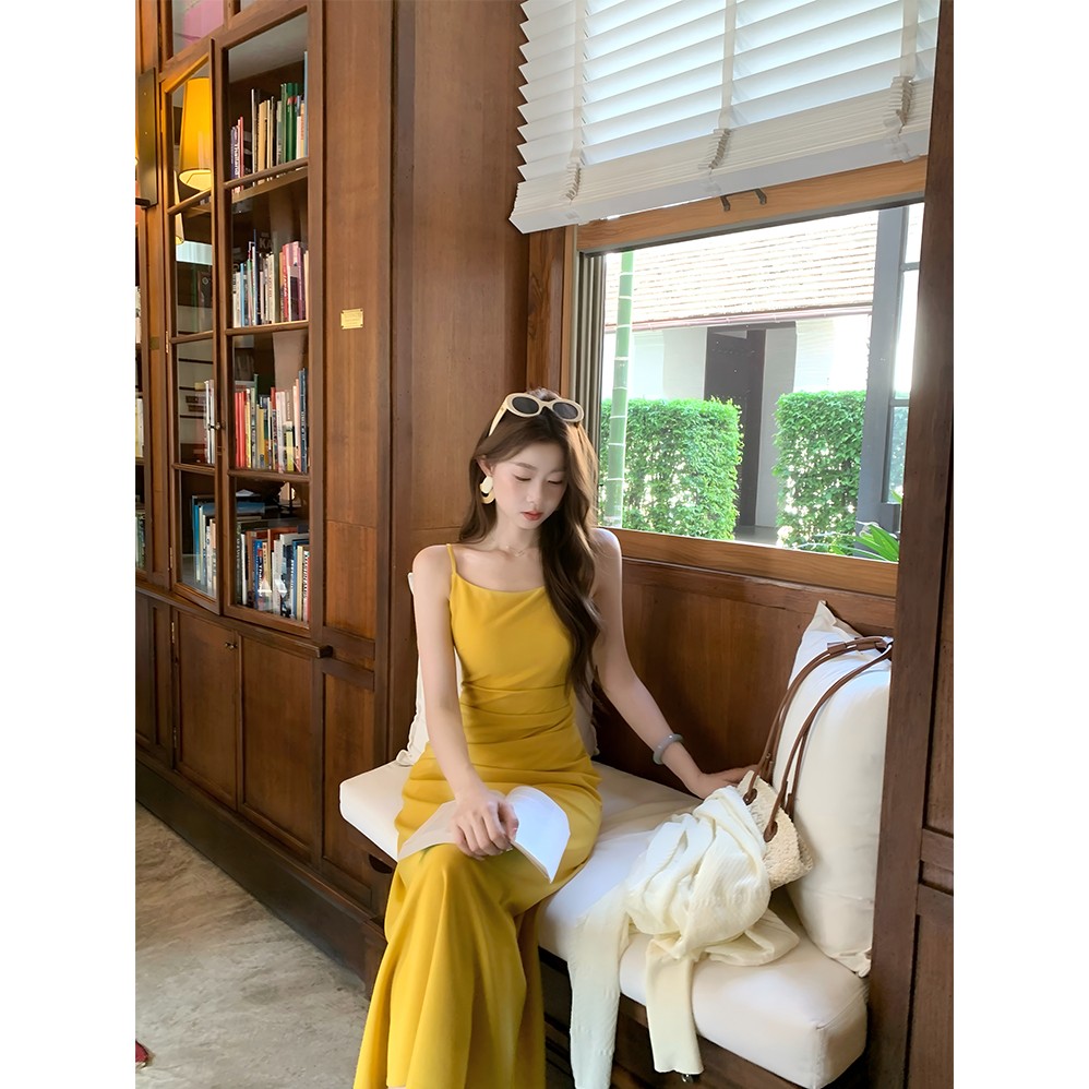 新中式国风EIA一尧【南法假日】法式复古吊带连衣裙女夏气质长裙