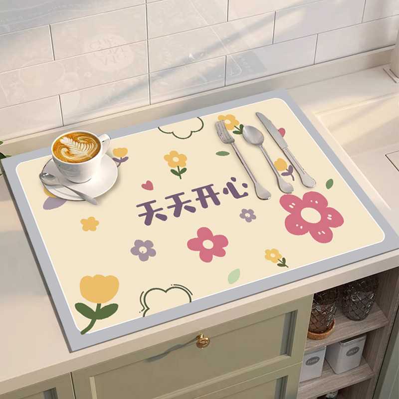 硅藻泥沥水垫厨房台面碗盘吧台餐垫桌垫隔热垫酒吧茶台吸水杯