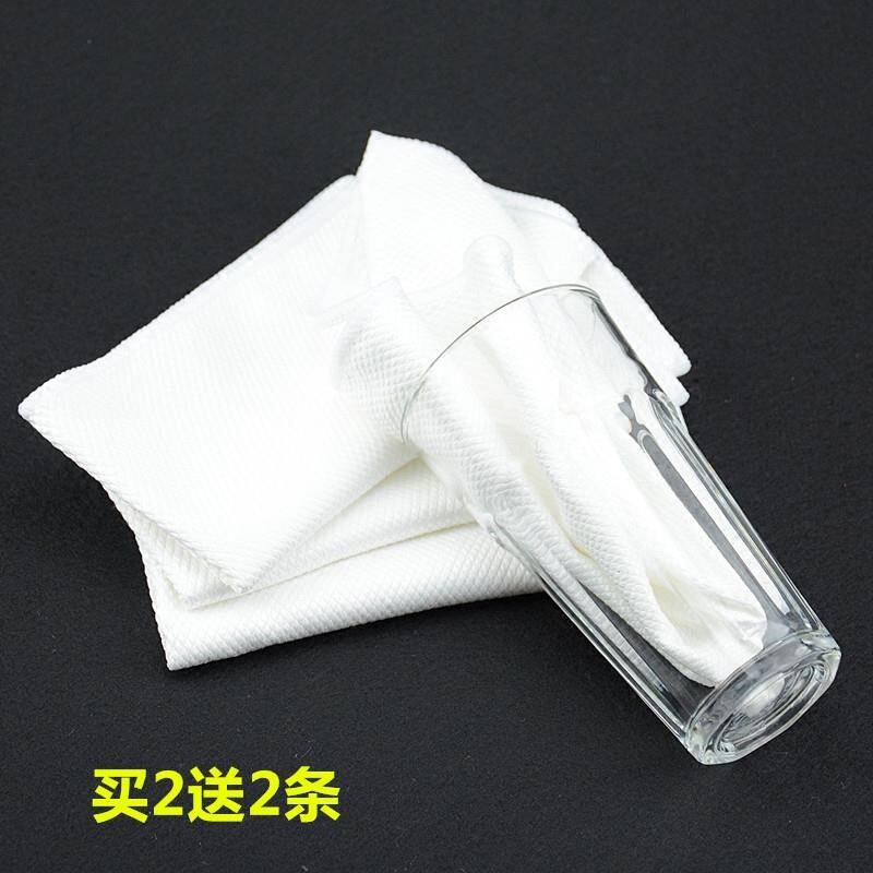 不留吸水餐具打干布白色无痕水渍抹布不掉毛酒店用擦饭店鱼鳞玻璃