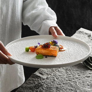 格米厨简约西餐餐盘高级感陶瓷创意牛排盘平盘轻奢盘超大盘子用