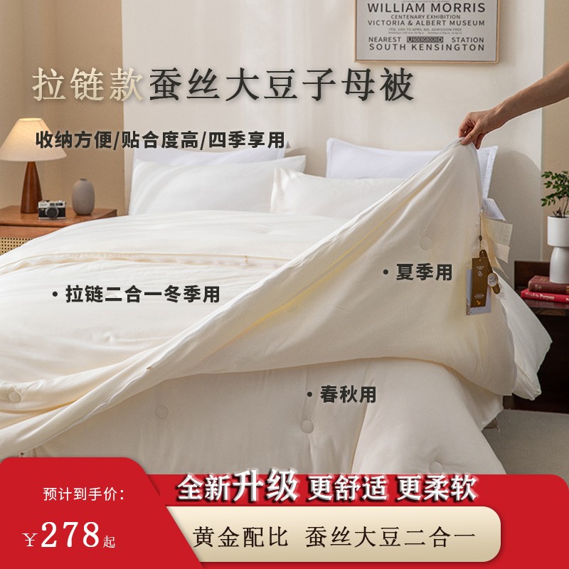 蚕丝大豆二合一子母被四季被子被芯夏凉被空调被床上用品结婚喜被