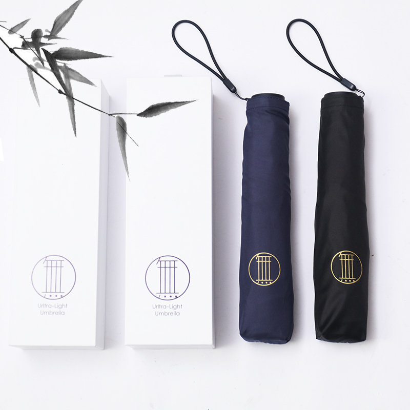 108g日本泼水晴雨折叠铅笔伞超轻防晒遮阳伞防紫外线女黑胶太