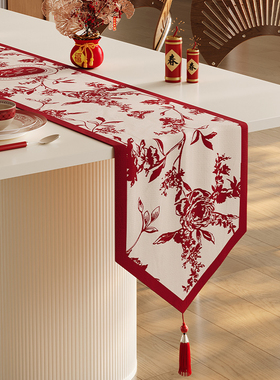 结婚桌旗氛围感装饰茶桌垫布红色喜庆茶席2025新款餐桌茶几布