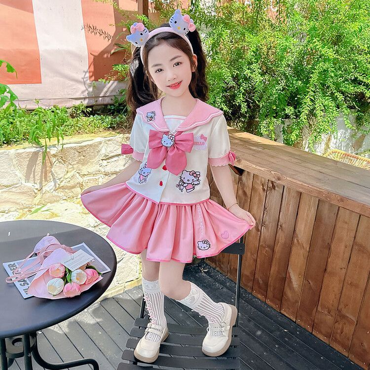 。儿童Kitty猫女童公主洛丽塔jk制服裙学院风水手服3女孩连衣裙套