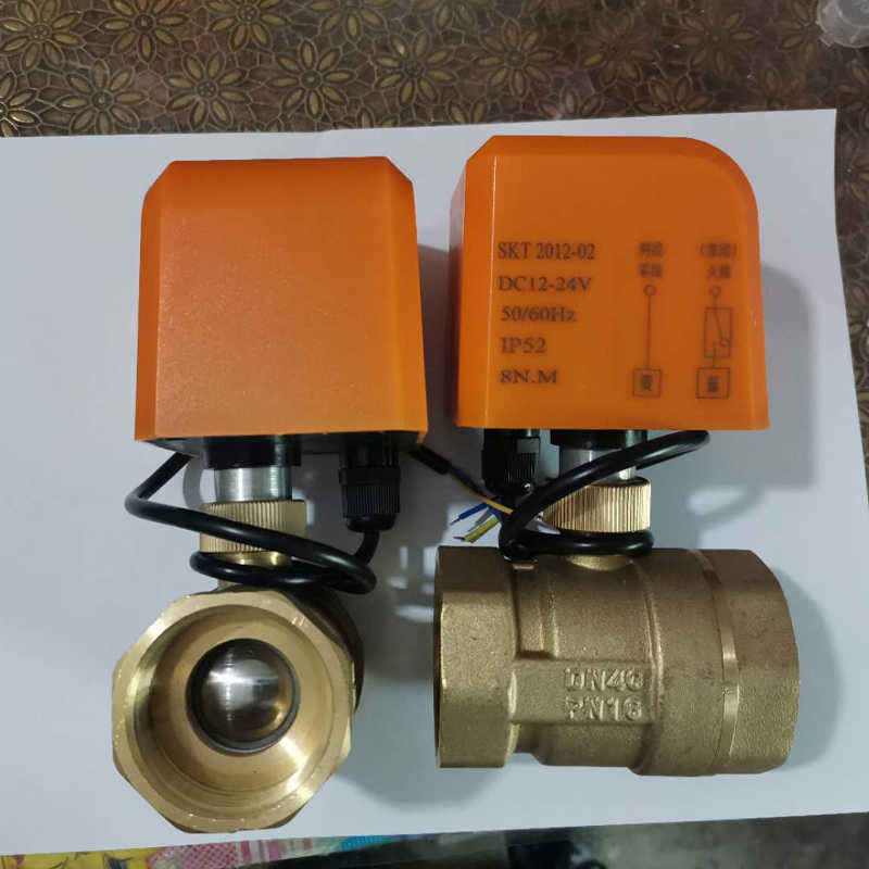 220V DC12V/24V两线电动球阀通电打开常闭电磁阀DN15 20 25 32