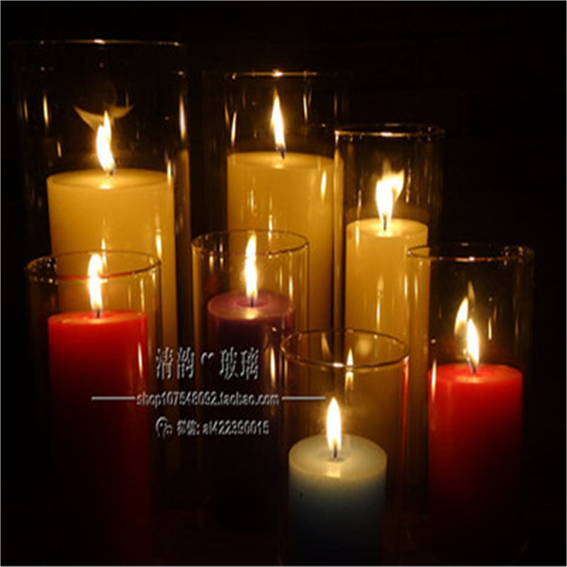 耐热无底灯罩玻璃透明供奉酥油蜡烛台防风蜡台杯婚庆路引简约摆件
