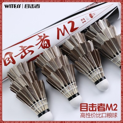 WITESS目击者M2花鸭毛羽毛球超耐打训练专用家庭娱乐用球一桶12只