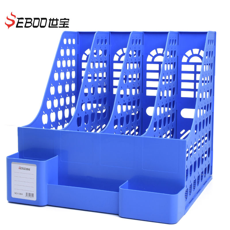文件架三联四栏文件框资料收纳夹桌面盘书立稳固加厚办公用