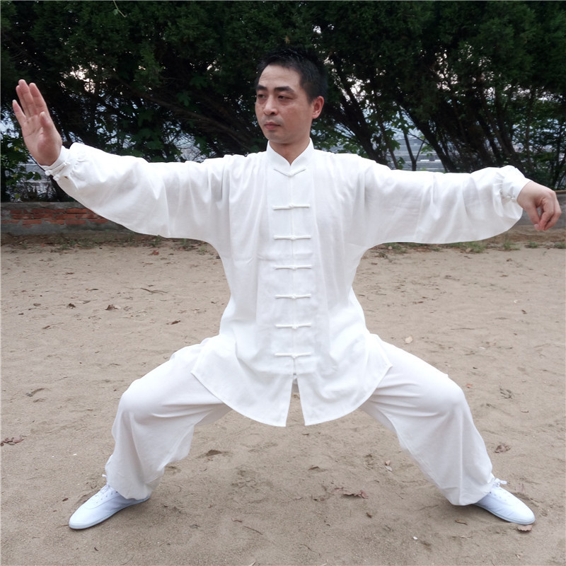 棉麻太极服春夏秋季晨练服中老年武术练功服男女亚麻太极拳服