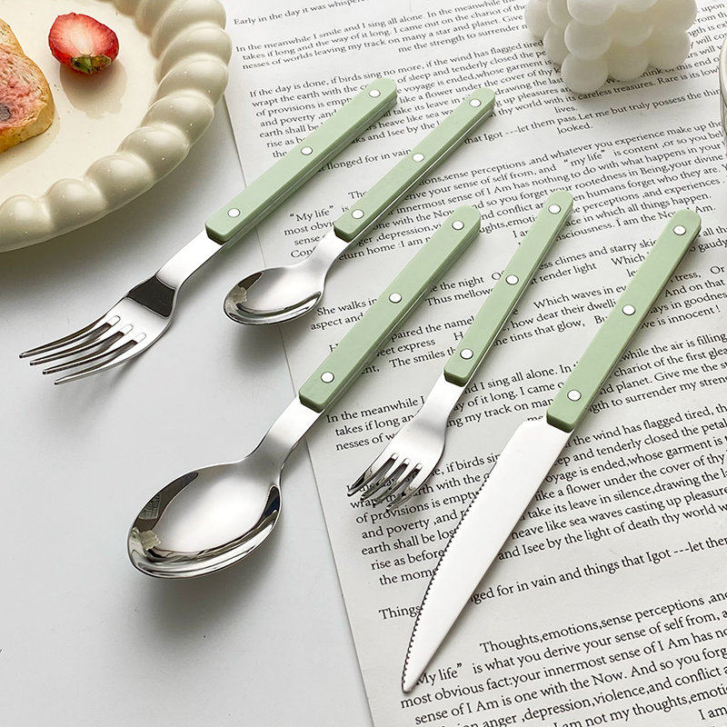 onlycook 304不锈钢西餐具家用甜刀叉套装切牛排刀水果叉沙拉勺