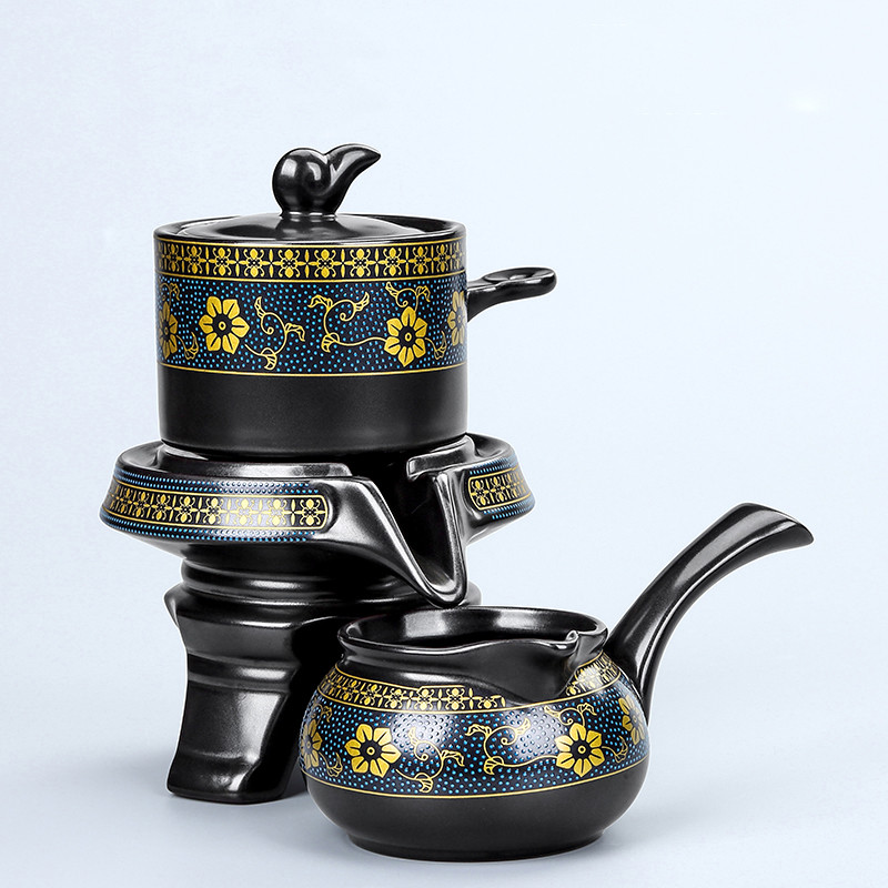 陶瓷泡茶神器茶具中式石磨旋转出水自动家用套装功夫茶壶茶杯